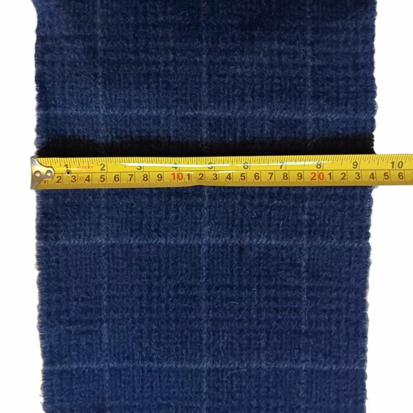 Polo Ralph Lauren Blue Plaid Wool Fringe Scarf Two Sided Reversible - Picture 8 of 9